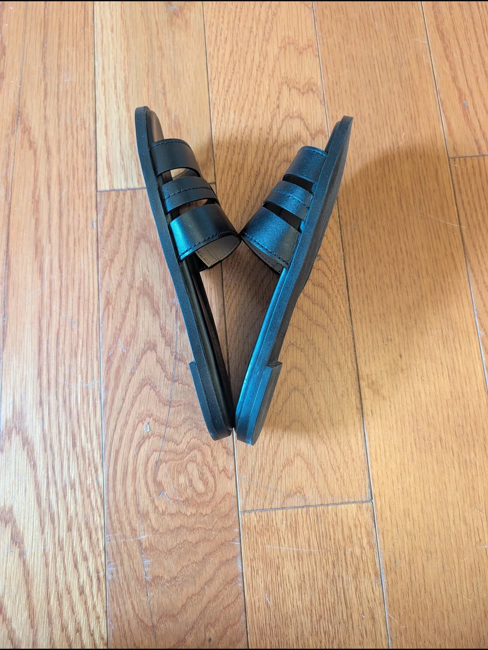Cole Haan Flynn Slotted Slide Black Leather Sandals Size 7B